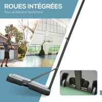 HOMCOM Panier de Basket extérieur avec poteau panneau, base de lestage sur roulettes hauteur réglable 2,55 - 3,05 m (panier) usage intérieur extérieur noir blanc(m-5)