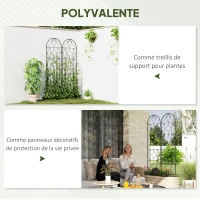 Outsunny Support pour plantes grimpantes avec motif lot de 2 treillis de jardin pour vigne fleurs légumes métal 50 x 180 cm noir(m-6)
