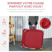 Outsunny Bain de Soleil transat Pliable Dossier réglable Multipositions métal et Polyester Bordeaux(m-5)