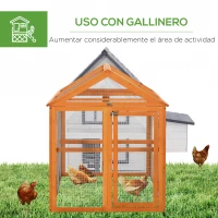 PawHut Gallinero para Exterior 140x88,5x106 cm con 3 Perchas Marco de Madera y 2 Puertas con Cierre Madera Natural(m-6)