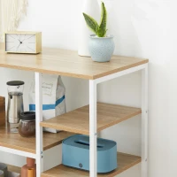 HOMCOM Estante de Cocina Estantería para Microondas Horno Multiusos con 7 Estantes de Almacenamiento para Utensilios Libros Plantas 90x40x95 cm Madera Natural(m-8)