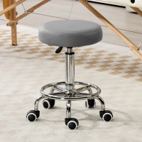 Vinsetto PU Leather Rolling Stool, Height Adjustable Stool Chair with Wheels for Salon, Massage, Spa, Grey(m-2)