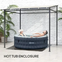 Outsunny 2.4 x 2.4 m Wall Mounted Pergola Gazebo with PA Coating Fabric and Metal Frame, UPF30+, Lean to Garden Gazebo, Wind Resistant Outdoor Sun Shade Shelter for Garden, Deck, Cream White(m-8)