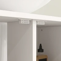 HOMCOM Under Sink Bathroom Cabinet, Rustic Under Sink Cabinet with Herringbone Doors and Open Compartment for Basin with or without Pedestal, 80 x 40 x 60cm, Cream White(m-9)