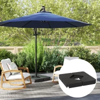 Outsunny Umbrella Weights for Cantilever Parasols, Set of 4 Heavy Duty Parasol Base Weights, 64kg Sand or 55kg Water Filled, Black(m-2)
