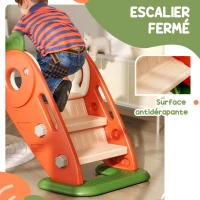 AIYAPLAY Toboggan pour enfants, pliable 3 en 1 avec panier de basket, escalade, usage intérieur extérieur, de 1 à 3 ans, orange(m-7)