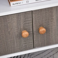 HOMCOM Bookcase, Freestanding Book Shelf with Storage Cabinet, 6 Shelves and Wood Legs for Home Office Display, White and Grey, 24D x 71.8W x 90.8H cm(m-9)