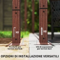 Outsunny Gazebo Pergola con Tetto Retrattile, Picchetti e Viti, in Poliestere e Alluminio, 382x300x232 cm, color Legno(m-6)