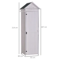 Outsunny Armoire abri de Jardin Remise pour Outils 3 étagères Porte loquet Toit Pente bitumé 68L x 65l x 214H cm pin Massif traité Blanc(m-3)