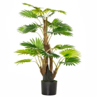HOMCOM Artificial Plant Palm Tree in Pot, Fake Plants for Home Indoor Outdoor Decor, 135cm, Green(m-10)