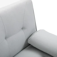 HOMCOM Canapé convertible 3 places, canapé-lit rembourré avec dossier réglable 3 niveaux, 2 coussins et 2 porte-gobelets intégrés, tissu de lin, pour salon, chambre d'amis, petit espace, gris clair(m-9)