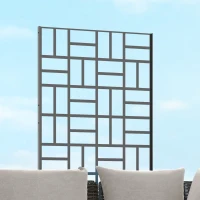 Outsunny Panneau brise vue décoratif paravent extérieur à motif géométrique ajouré en métal - 90L x 45l x 198H cm, noir(m-8)