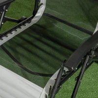 Outsunny Garden Recliner Chairs Set of 2, Outdoor Foldable Zero Gravity Chairs Set w/ Footstool and Detachable Headrest, Grey(m-8)