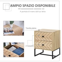 HOMCOM Cassettiera con 2 Cassetti Motivo a Onde Stile Vintage Design Scandinavo Combinazione di MDF e di Pannello Truciolare 48x39.5x60cm(m-5)