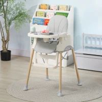 AIYAPLAY 3-in-1 Foldable High Chair for Babies, Toddlers, with Safety Harness, Washable Removable Seat Cushion, Tray, Grey(m-2)