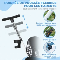 HOMCOM Tricycle Enfants Pare-Soleil Pliable Canne Amovible Benne Rangement 105 x 47 x 98 cm Acier Blanc et Noir(m-6)