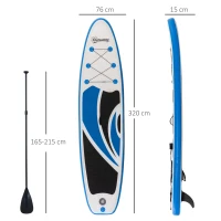 Outsunny 10.6' x 32" x 6" Inflatable Stand Up Paddle Board, Non-Slip & Ultra-Light Deck with ISUP Accessories, Adj Paddle, Pump, Backpack Bag, and Three Bottom Fins, for Youth Adults Beginner(m-3)