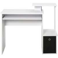 HOMCOM Computer Desk with Sliding Keyboard Tray Storage Drawer Shelf Home Office Workstation White(m-8)