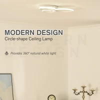 HOMCOM Modern Three Circle LED Ceiling Lamp Light with Metal Base for Bedroom, Hallway, Dining Room, Living Room(m-4)