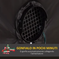 HOMCOM Babbo Natale Gonfiabile su Elicottero 107cm con 4 Luci LED e Gonfiatore, Decorazione Natalizia da Esterno(m-5)