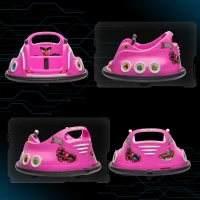 AIYAPLAY Angry Bird Licensed Waltzer Car, 12V Kids Bumper Car w/ Joysticks, Remote, Music LED Lights, Pink(m-9)