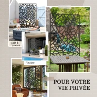Outsunny Panneau brise-vue balcon décoratif extérieur à motif géométrique ajouré en acier 122 x 45 x 198 cm noir(m-6)