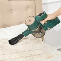 HOMCOM Cordless Rechargeable Stick 2500rpm Vacuum, with Accessories - Green(m-10)