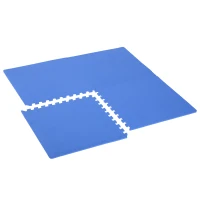 HOMCOM Tappeto Puzzle Gioco per Bambini Cameretta 32 Pezzi in EVA Morbido Ecologico Atossico Blu 63×63cm(m-8)