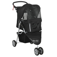PawHut 3 Wheel Pet Stroller for Small and Miniature Dogs, Black