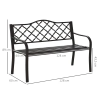 Outsunny Banc 3 Places de Jardin terrasse Style Rural Chic 128L x 60l x 89H cm métal époxy anticorrosion Fonte Brun(m-3)