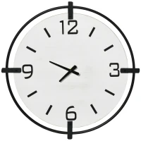 HOMCOM Reloj de Pared Silencioso de Ø40 cm Reloj de Pared de Metal y Madera  sin Tictac Estilo Moderno(m-1)
