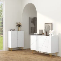 HOMCOM Modern Luxe High Gloss Sideboard, with Hairpin Legs - White(m-2)