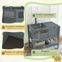 PawHut Maison enclos pour tortues sur pieds avec étagère de rangement en bois de sapin - dim. 103H x 84L x 51l cm(m-7)