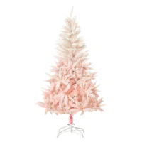 HOMCOM 5FT Pink Artificial Christmas Tree Holiday Home Decoration Ornament w/ Metal Stand Fully Pretty Home Office Joy(m-11)