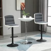 HOMCOM Bar Stools Set of 2, Height Adjustable Bar Chairs in Fabric and Faux Leather, 360° Swivel Kitchen Stool with Backrest and Footrest, Dark Grey(m-10)