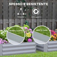 Outsunny Set di 2 Letti per Orto Rialzati con Fondo Aperto per Piante e Ortaggi, in Acciaio, 100x100x30 cm, Grigio(m-6)