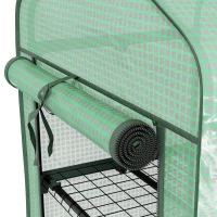 Outsunny Mini Serra da Giardino con Copertura in PE, 3 Ripiani e Ruote, 69x49x130cm, Verde(m-8)