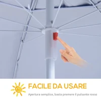 Outsunny Ombrellone Tenda Parasole 2 in 1 con Protezione UV 50, in Poliestere e Ferro, 2x2.2 m, Blu(m-4)