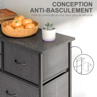 HOMCOM Commode meuble de rangement 10 tiroirs en tissu pliables et amovibles structure acier dim. 100L x 30l x 100H cm noir(m-6)