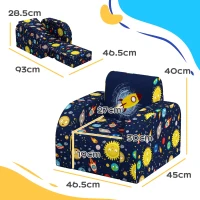 AIYAPLAY Foldable Toddler Chair Soft Snuggle Sponge Filled for Bedroom Playroom, Aged 18 Months to 3 Years - Dark Blue(m-3)