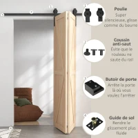 HOMCOM 152,5 CM Quincaillerie de porte coulissante pliante kit de rails de porte de grange coulissante en acier pour 2 portes(m-5)