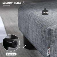 HOMCOM Linen Fabric Footstool Ottoman Cube with 4 Plastic Legs, Grey(m-5)