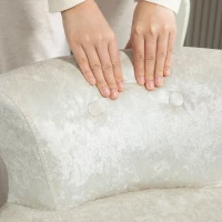 HOMCOM Dressing Table Stool with Rubber Wood Legs, Ice Velvet Vanity Stool for Living Room Bedroom, Beige(m-9)