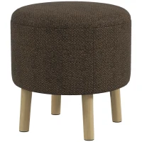 HOMCOM Round Ottoman Stool with Storage, Linen Fabric Upholstered Foot Stool with Padded Seat, Hidden Space and Wood Legs(m-11)