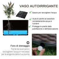 Outsunny Fioriera da Esterno in Plastica con 4 Ruote e Disco Auto-Irrigante, 40x40x31.5cm(m-5)