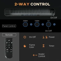 HOMCOM 127cm/50" Electric Fireplace, 2000W Recessed and Wall Mounted Electric Fire with Remote Control, 9 Flame Colour and Crystal, Black(m-5)