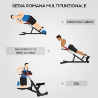 SPORTNOW Sedia Romana ad Altezza Regolabile con Imbottitura Spessa, in Acciaio e PU, 126x70x67-84 cm, Nera(m-4)