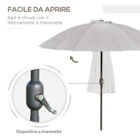 Outsunny Ombrellone da Giardino e Terrazza 2.5x2.5 m a Manovella con 18 Stecche e Inclinabile, Grigio(m-4)