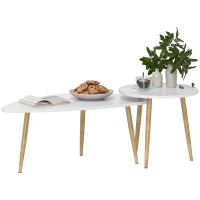 HOMCOM Set of Two Scandinavian-Style Coffee Tables - White(m-11)