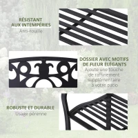 Outsunny Banc de Jardin Design Contemporain 3 Places dim. 128L x 50l x 91H cm métal époxy Noir(m-5)